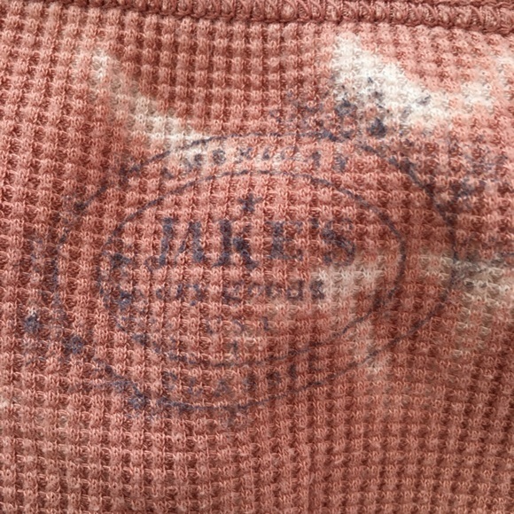Worn 1X, Jakes Dry Goods, Women Waffle LS Shirt, Pink/White Peace Signs - Picture 2 of 4